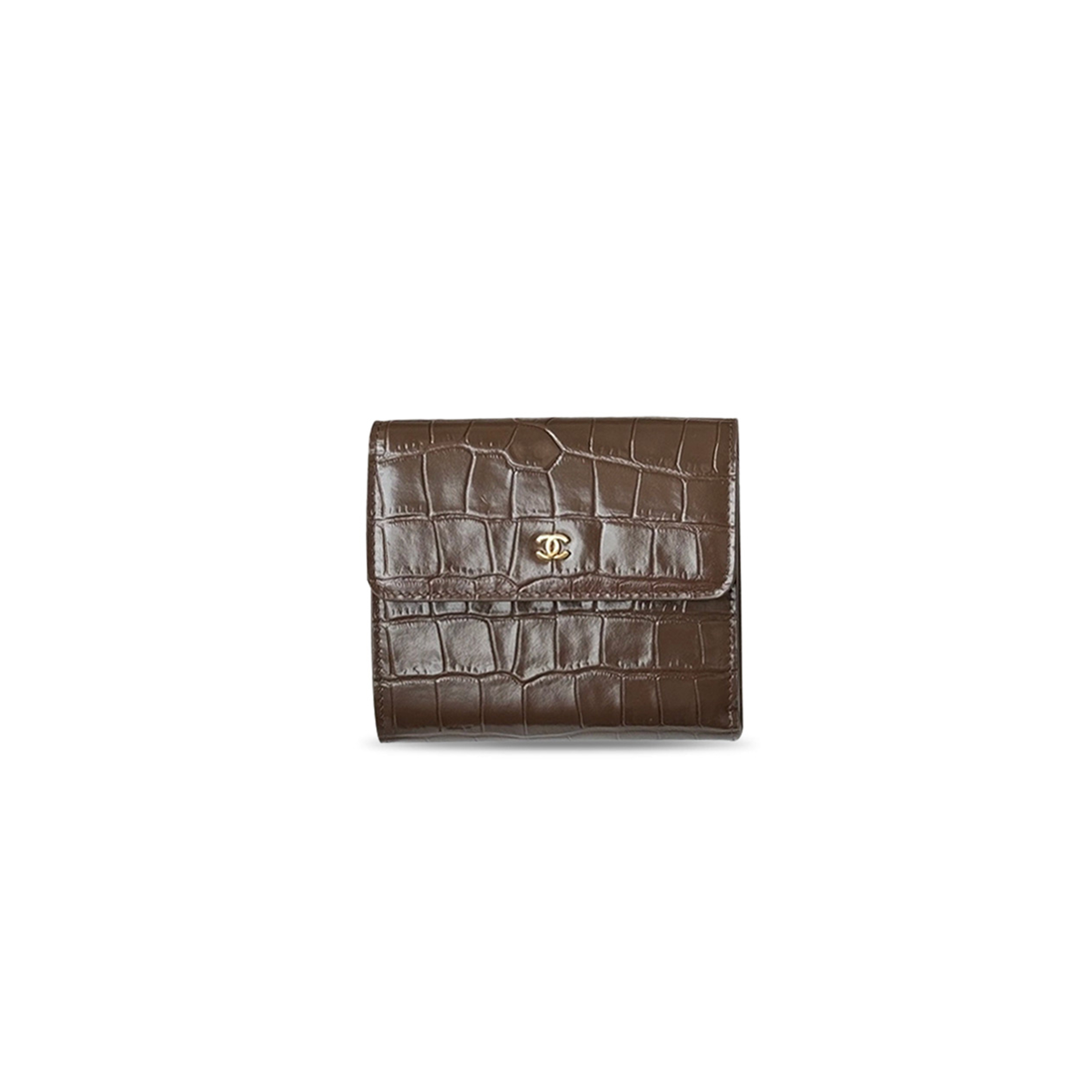 CHANEL CALFSKIN CROCODILE EMBOSSED CROCOCO FLAP WALLET (11.5*10.5*3cm)